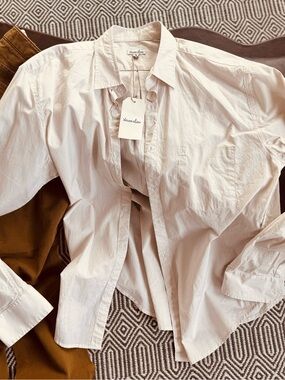 VINTAGE Steven Alan Reverse Seam Men’s Shirt — NWT — Cream Mini Gingham — Size L